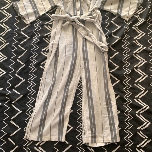 Free People—Relaxed Shirt Striped Jumpsuit Tie Waist. Sz XS - Picture 6 of 8